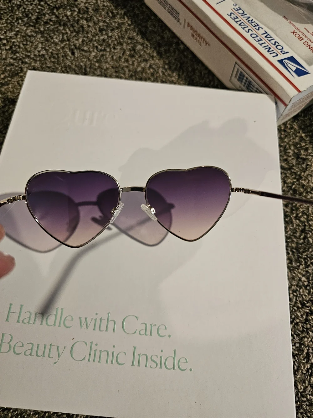 Heart-Shaped Purple Gradient Sunglasses Metal Frame- Women Accessories